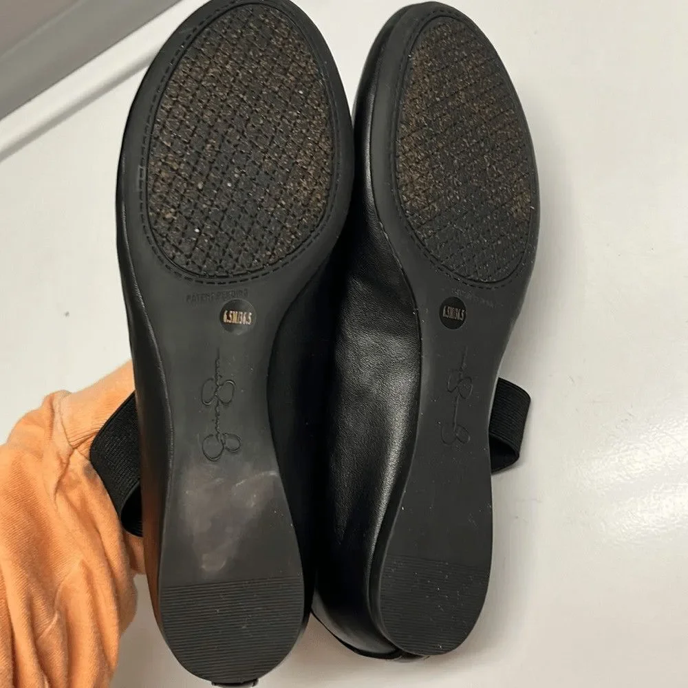 Jessica Simpson Black Criss Cross Ankle Ballet Rounded Toe Flats- 6.5M